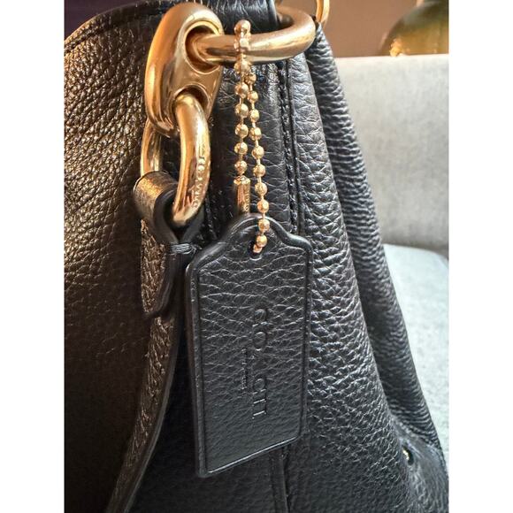 Coach Hallie Black Pebbled Leather Shoulder Bag F80268 - Picture 5 of 16